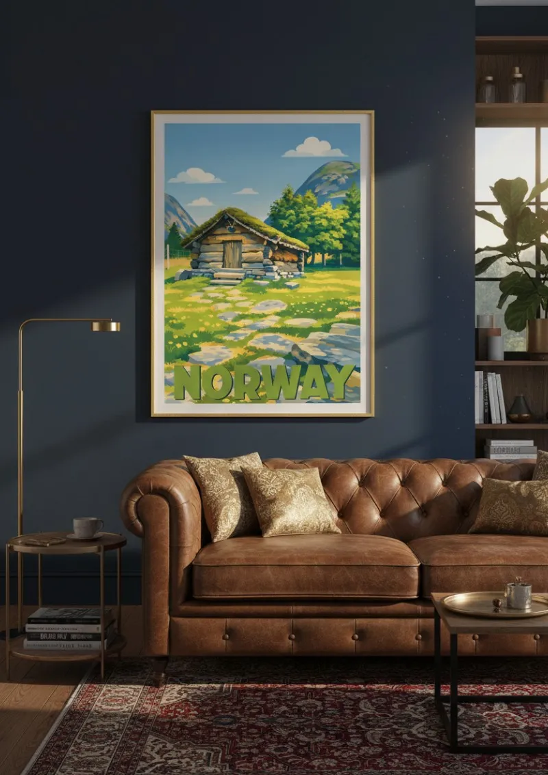 Affiche Norvège - Chalet norvégien (2)