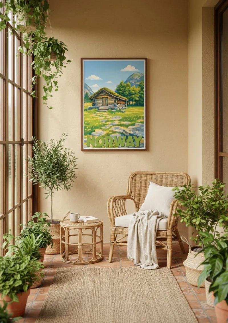 Affiche Norvège - Chalet norvégien (3)