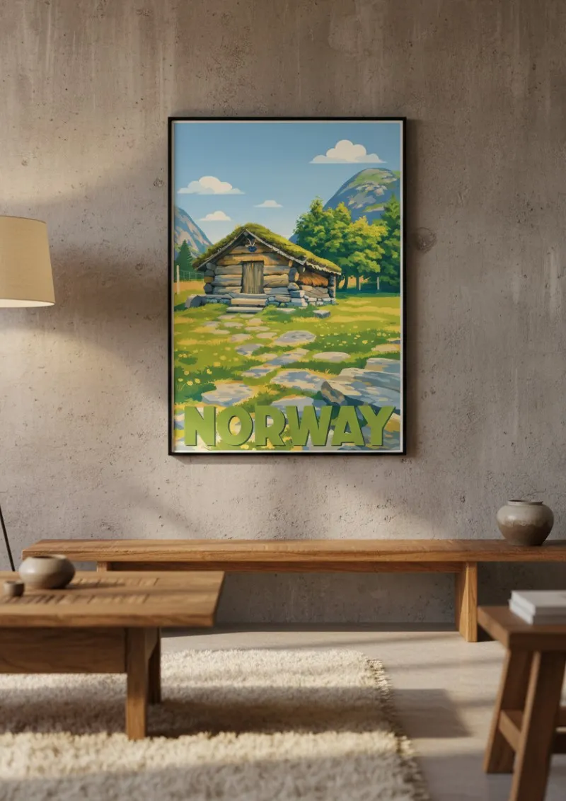 Affiche Norvège - Chalet norvégien (4)