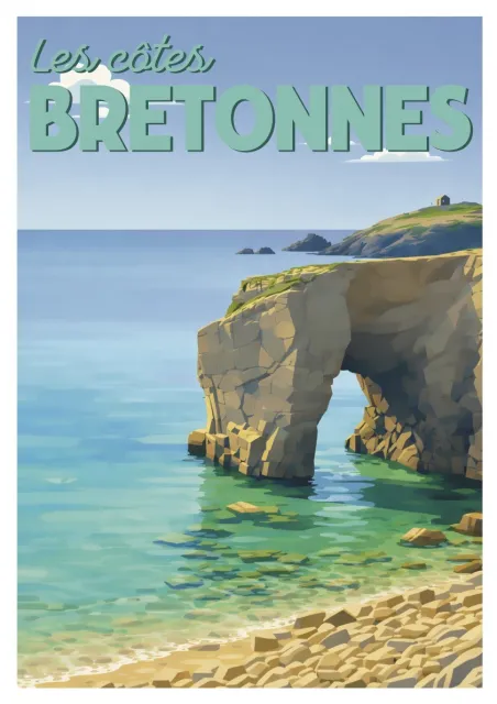 Affiche Bretagne Port-Blanc - Les Côtes Bretonnes