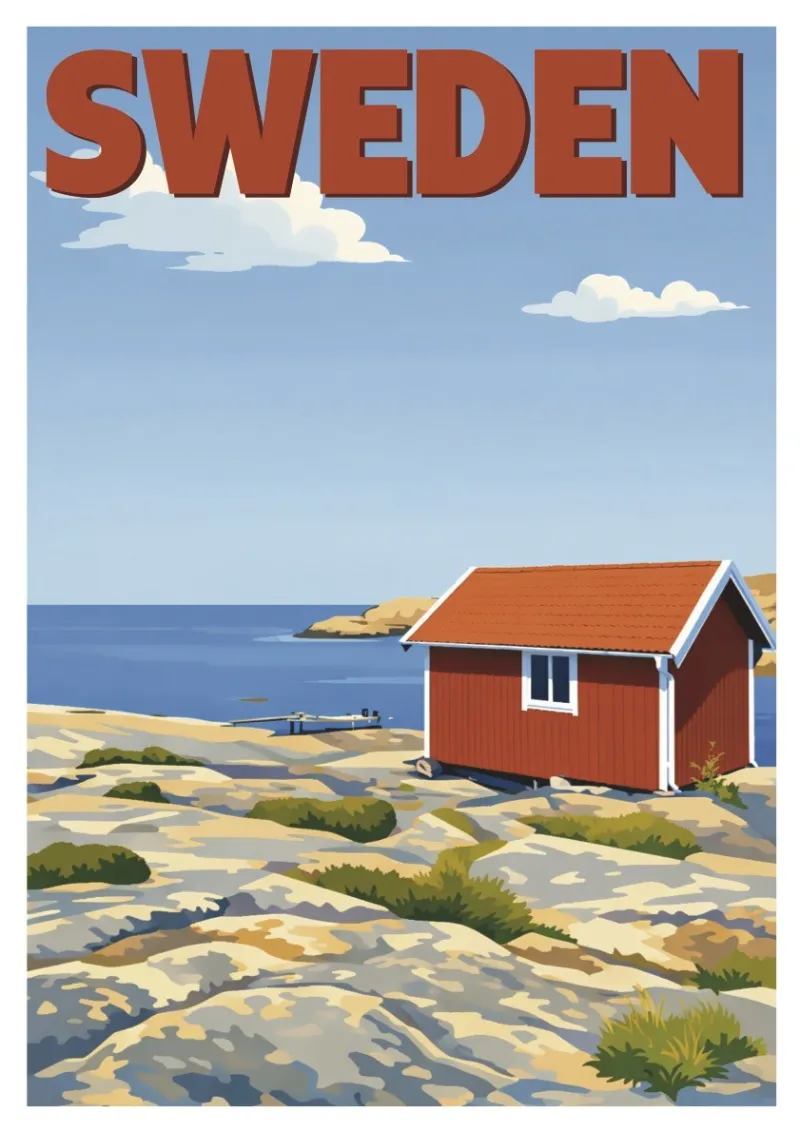 Sweden Poster - Smogen Red House