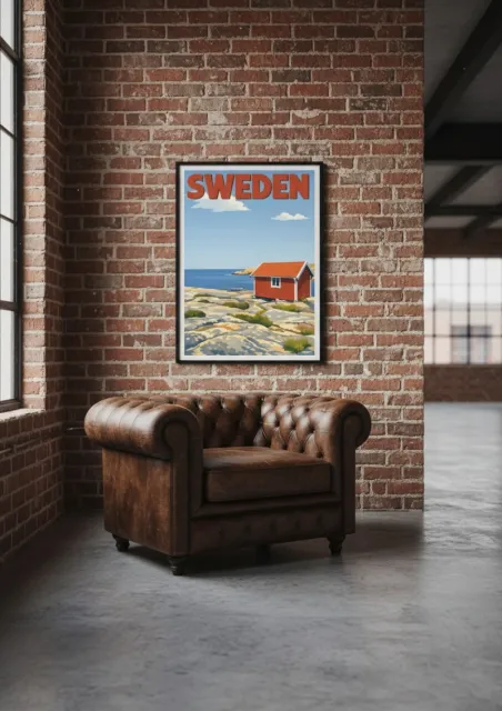 Affiche Suède -  Maison rouge de Smögen (2)