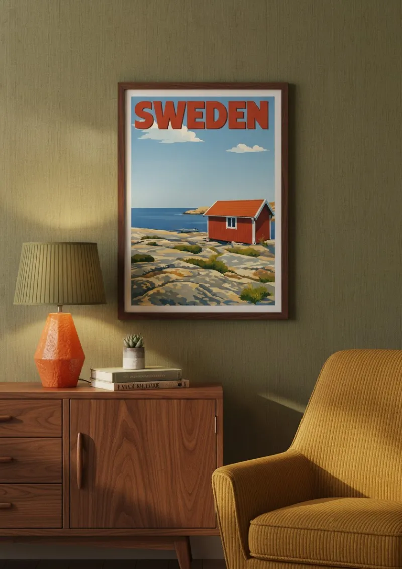 Affiche Suède -  Maison rouge de Smögen (3)