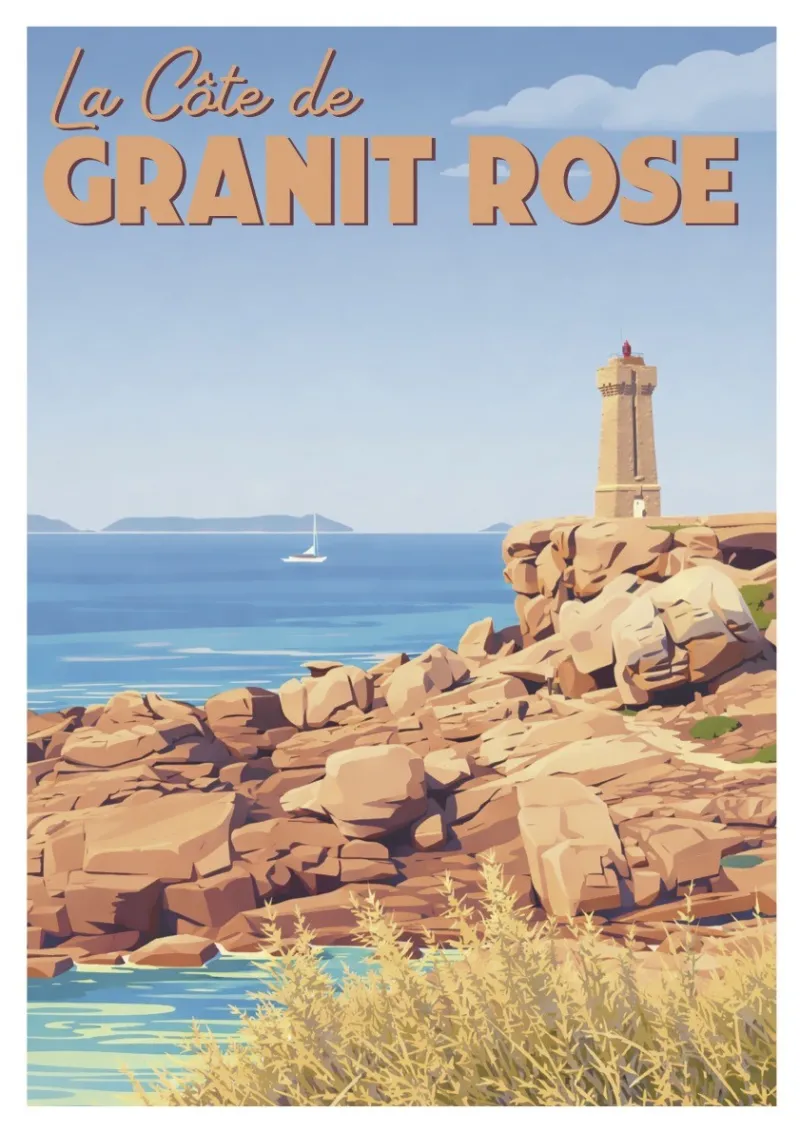 Affiche Bretagne - La Côte de Granit Rose