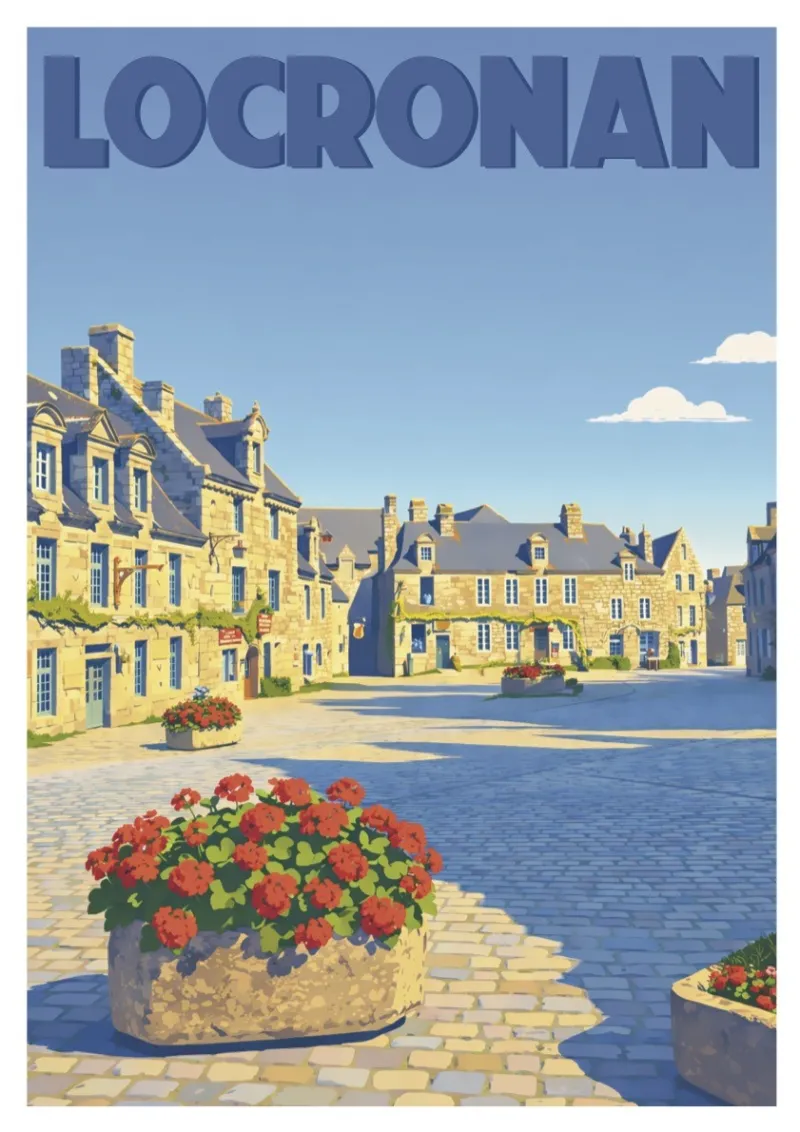 Brittany Poster - Locronan Village Square