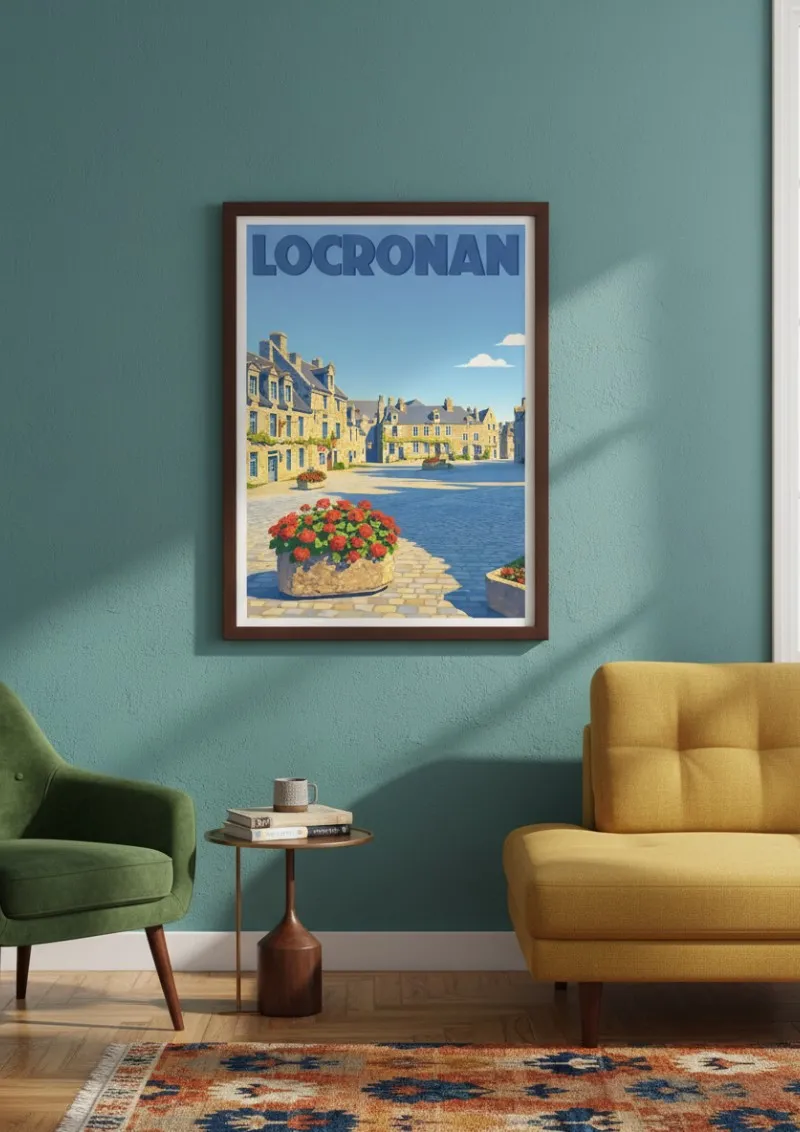 Affiche Bretagne - Locronan Place du Village (3)