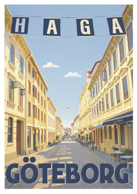 Affiche Suède Göteborg - Quartier Haga