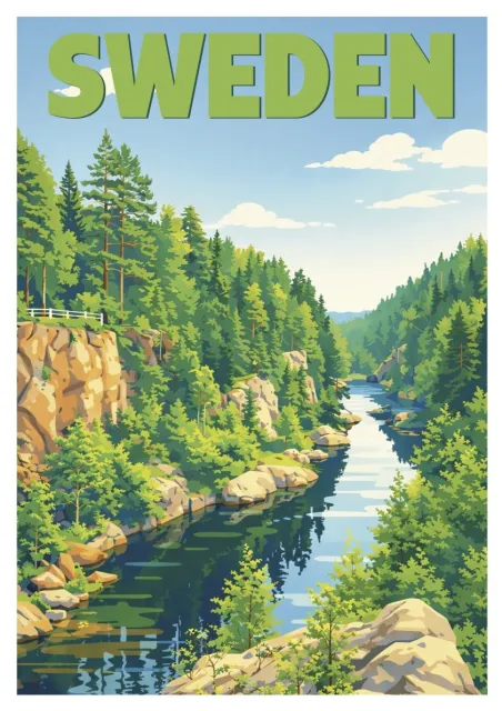 Sweden Poster - Doda Fallet River
