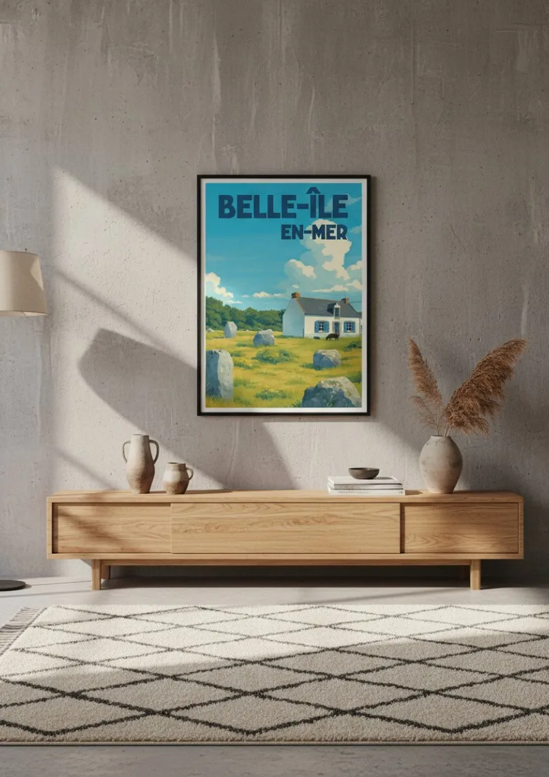 Poster Belle-Ile-en-Mer - Breton House & Menhirs (3)