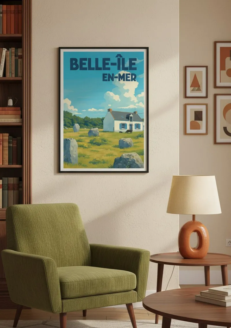 Poster Belle-Ile-en-Mer - Breton House & Menhirs (4)
