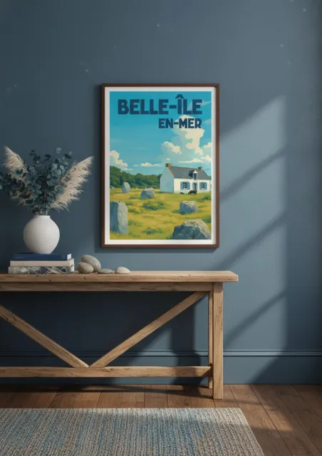 Affiche Belle-Île-en-Mer -  Maison Bretonne & Menhirs (2)