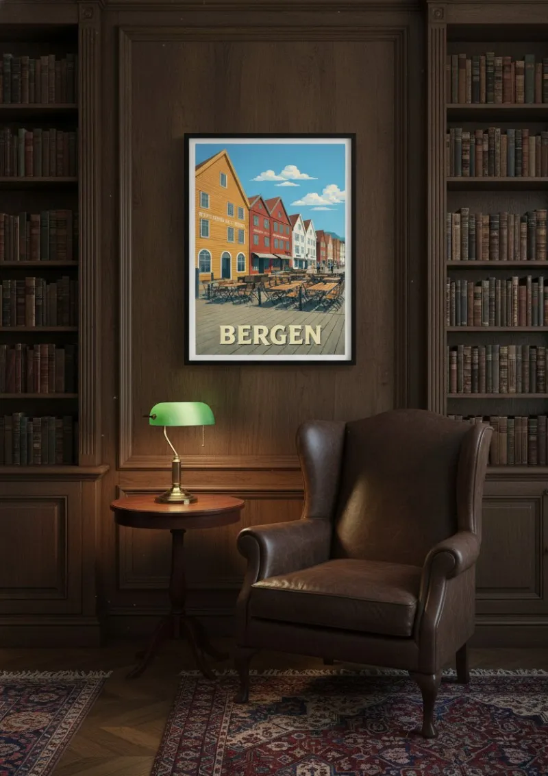 Affiche Bergen -  Quais de Bryggen (4)
