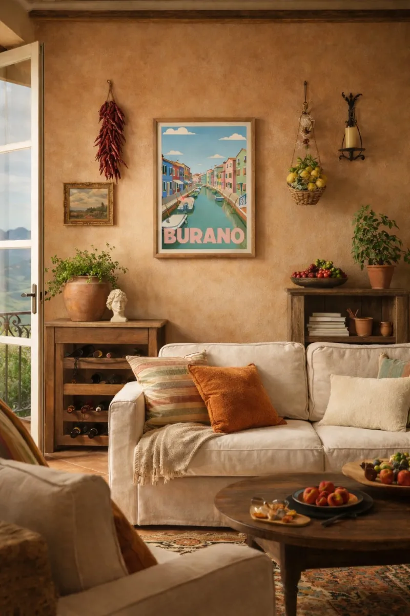 Affiche Burano -  Canal et Maisons Colorées (2)