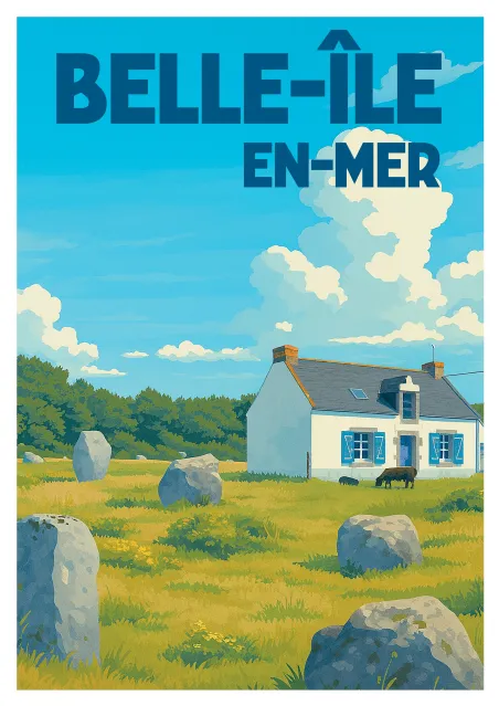 Poster Belle-Ile-en-Mer - Breton House & Menhirs
