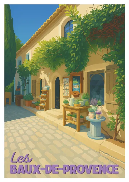 Poster Les Baux-de-Provence - Sunlit Alley