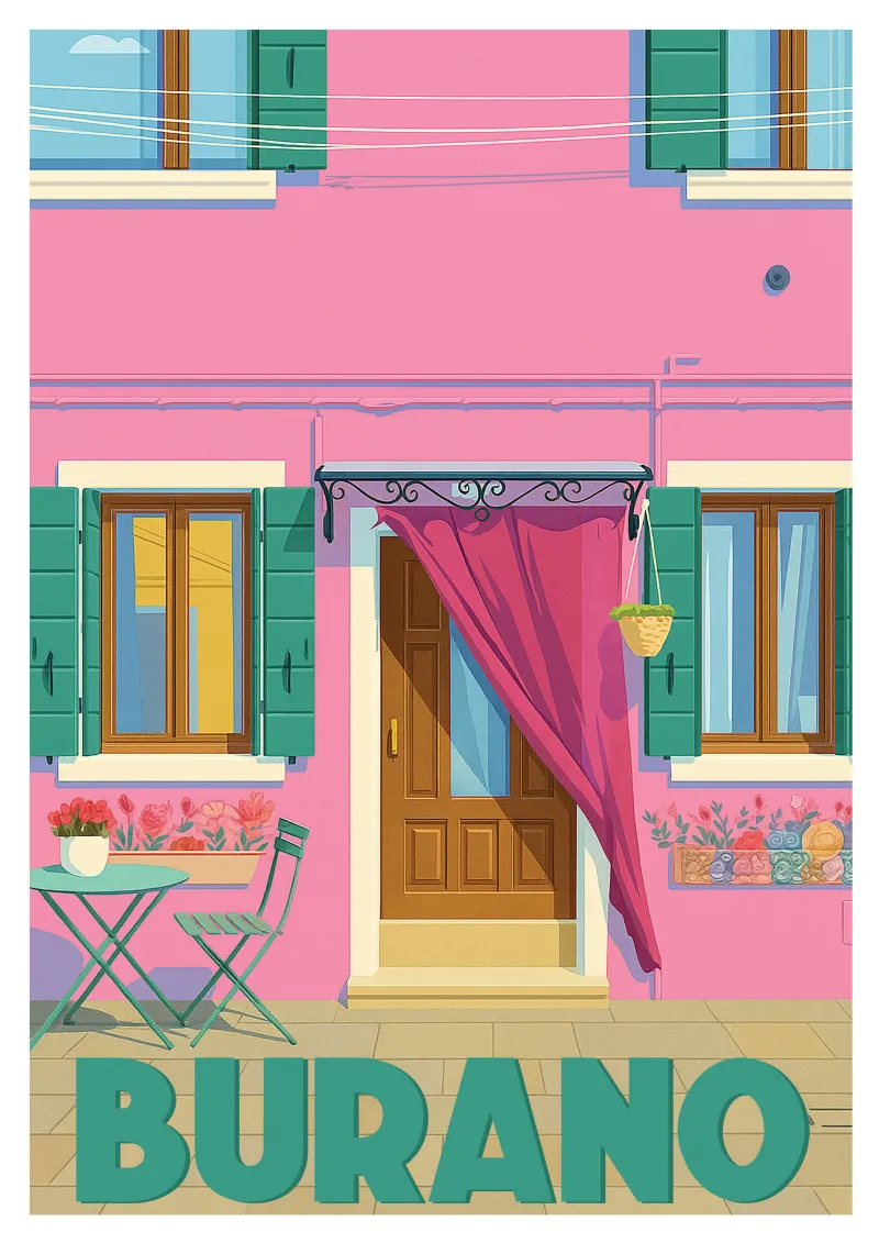 Affiche Burano - La maison rose