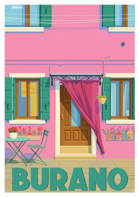 Affiche Burano - La maison rose