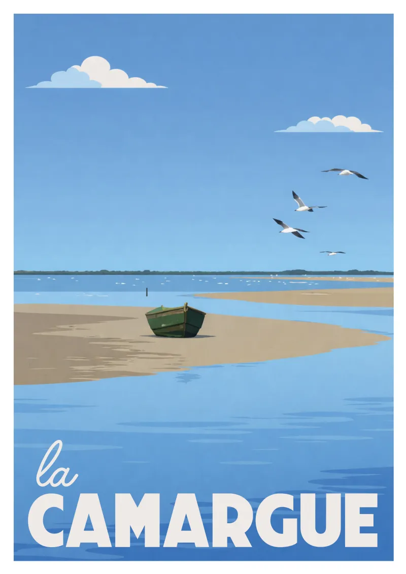 Affiche La Camargue - Le bateau oublié
