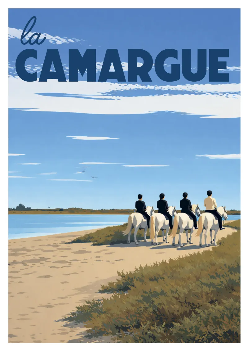 Affiche La Camargue - Les gardians