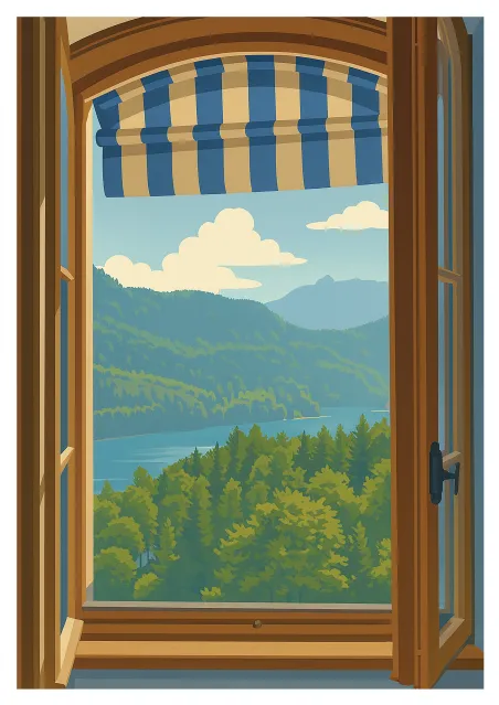 Affiche Hohenschwangau - Fenêtre sur le Lac