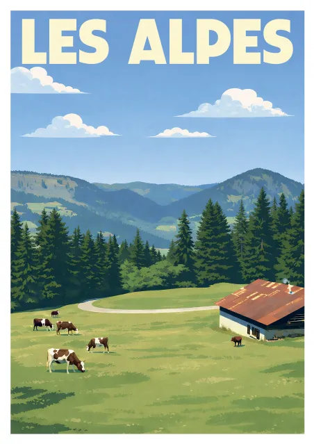 Affiche Les Alpes - Paysage de Montagne