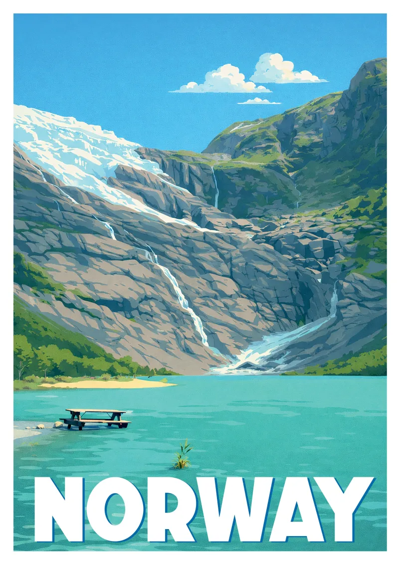 Norway Poster - Lake and Glacier