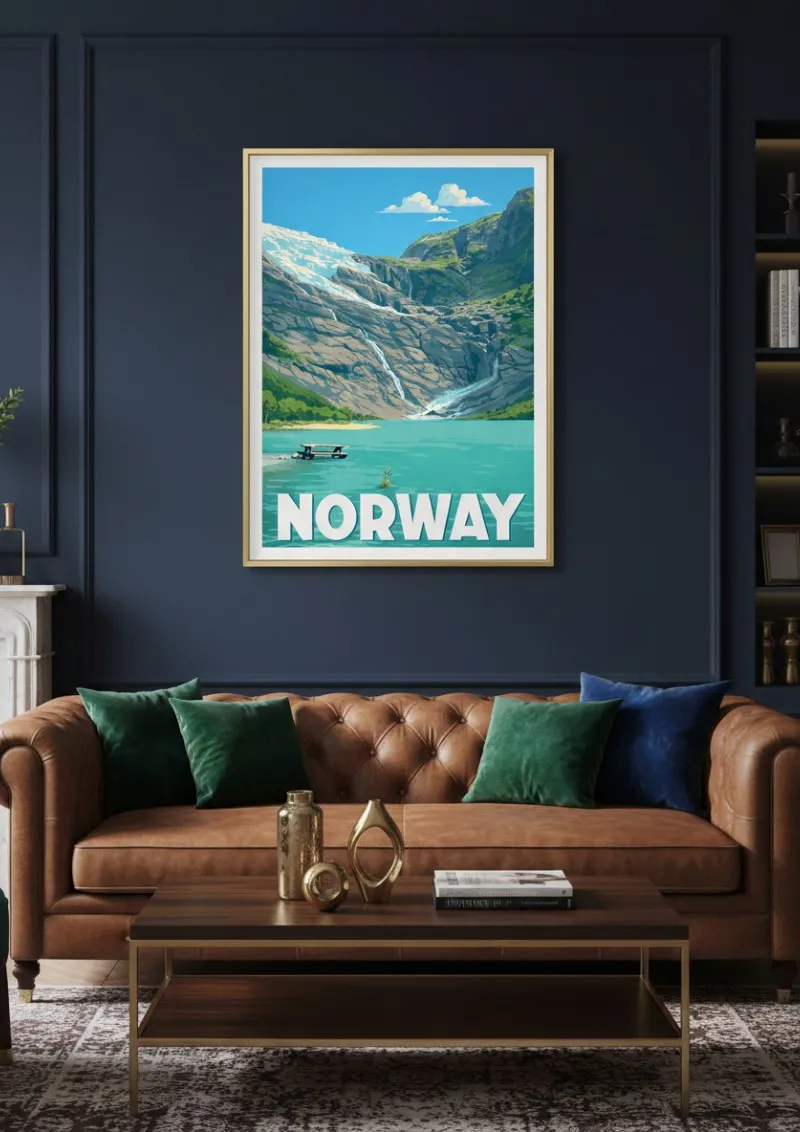 Affiche Norvège -  Lac et Glacier (3)