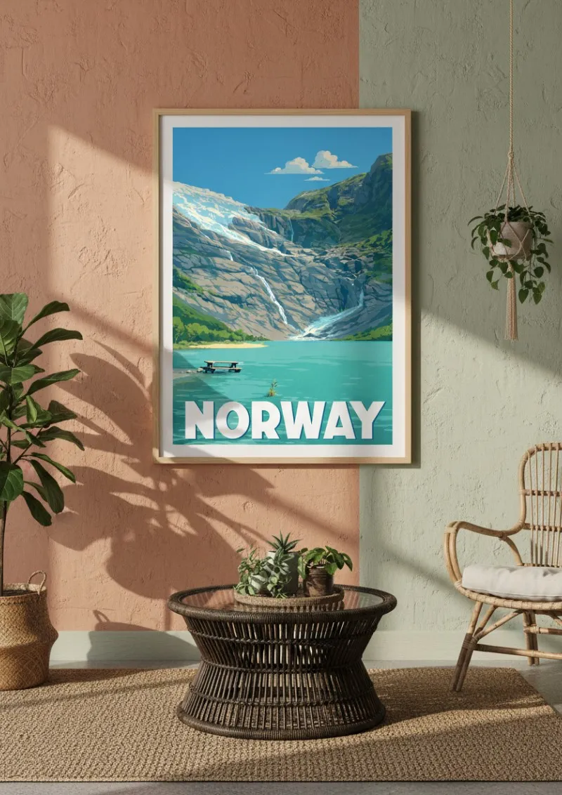 Affiche Norvège -  Lac et Glacier (4)