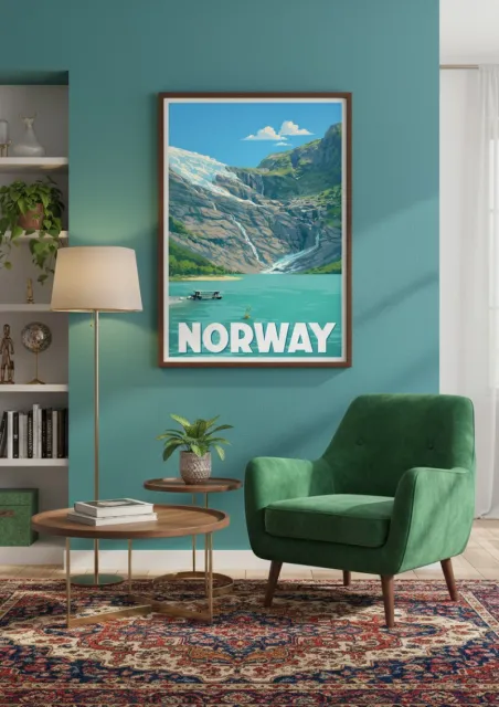 Affiche Norvège -  Lac et Glacier (2)