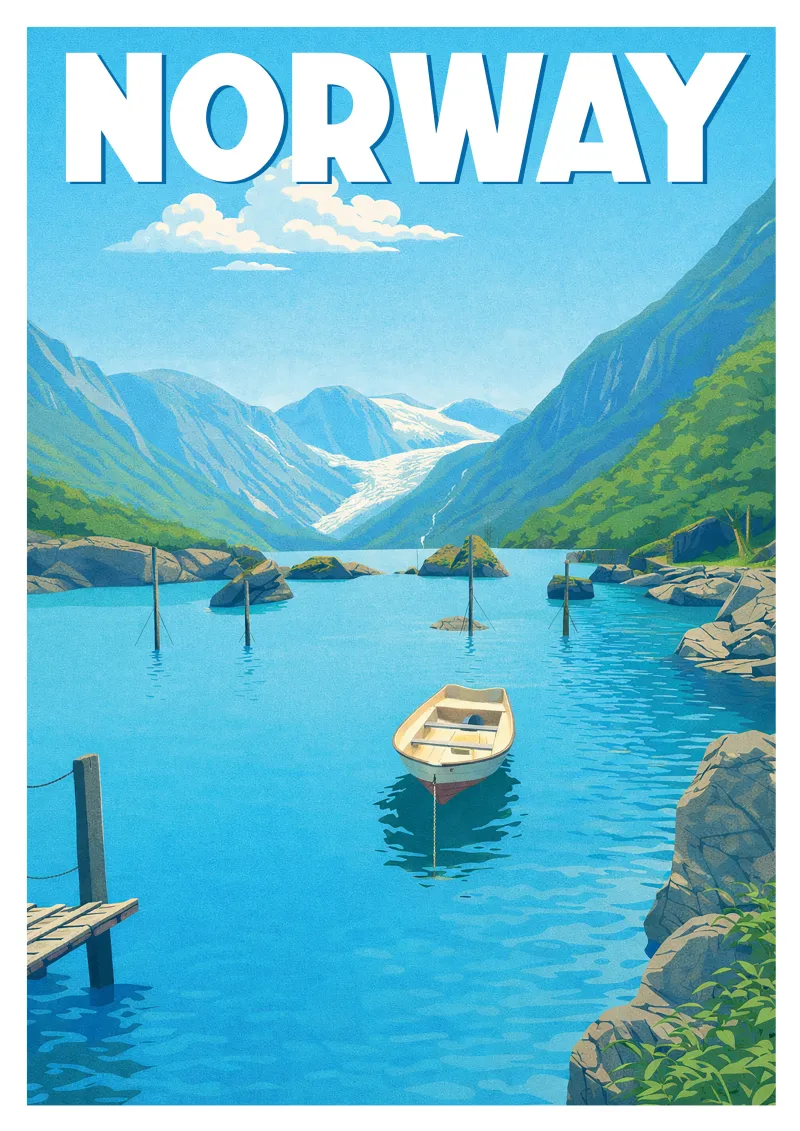 Norway Poster - Fjord and Glacier
