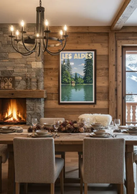 Affiche Les Alpes - Lac et Chalet (2)