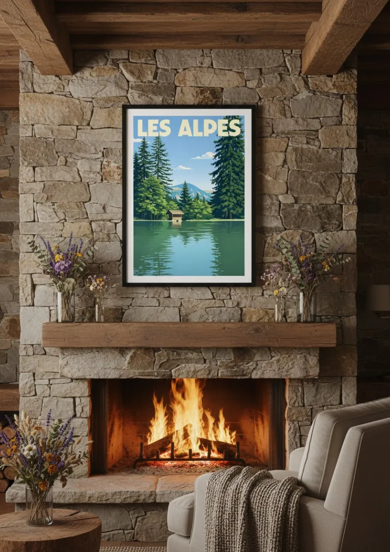 Affiche Les Alpes - Lac et Chalet (4)