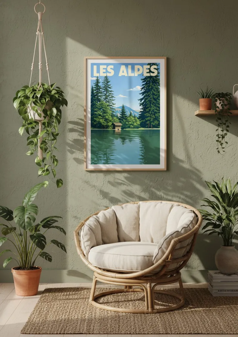 Affiche Les Alpes - Lac et Chalet (3)