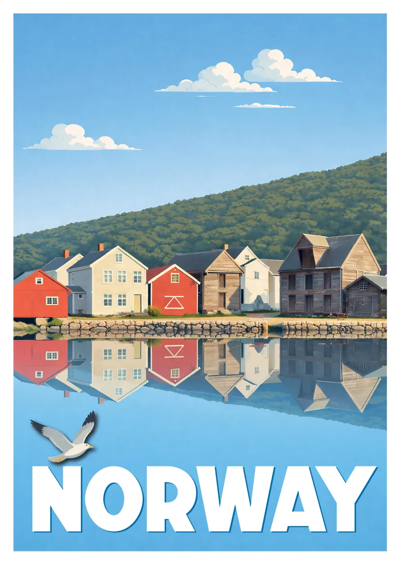 Affiche Norvège - Reflets du Fjord