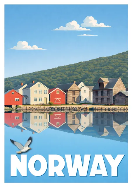 Affiche Norvège - Reflets du Fjord