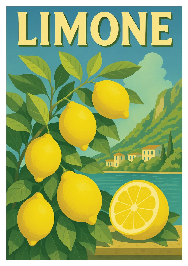 Limone sul Garda Poster - Lemons and Lake