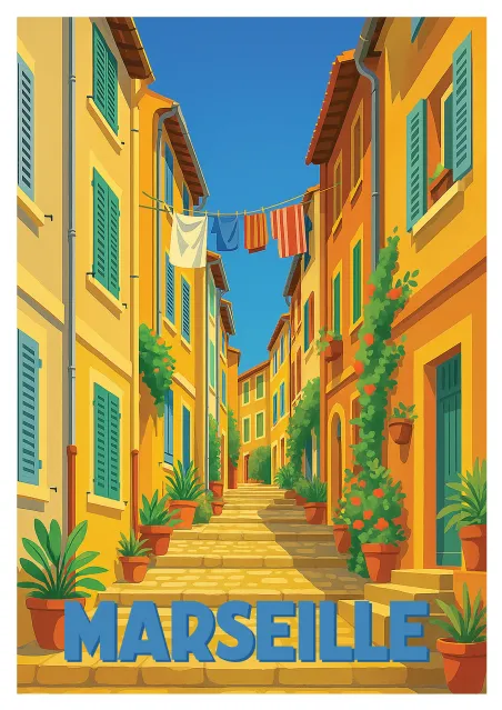 Marseille Poster - Le Panier District