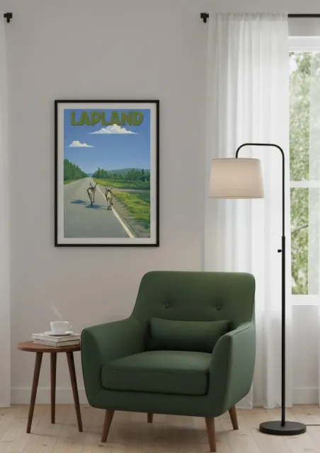 Affiche Laponie - Les rennes sur la route (2)