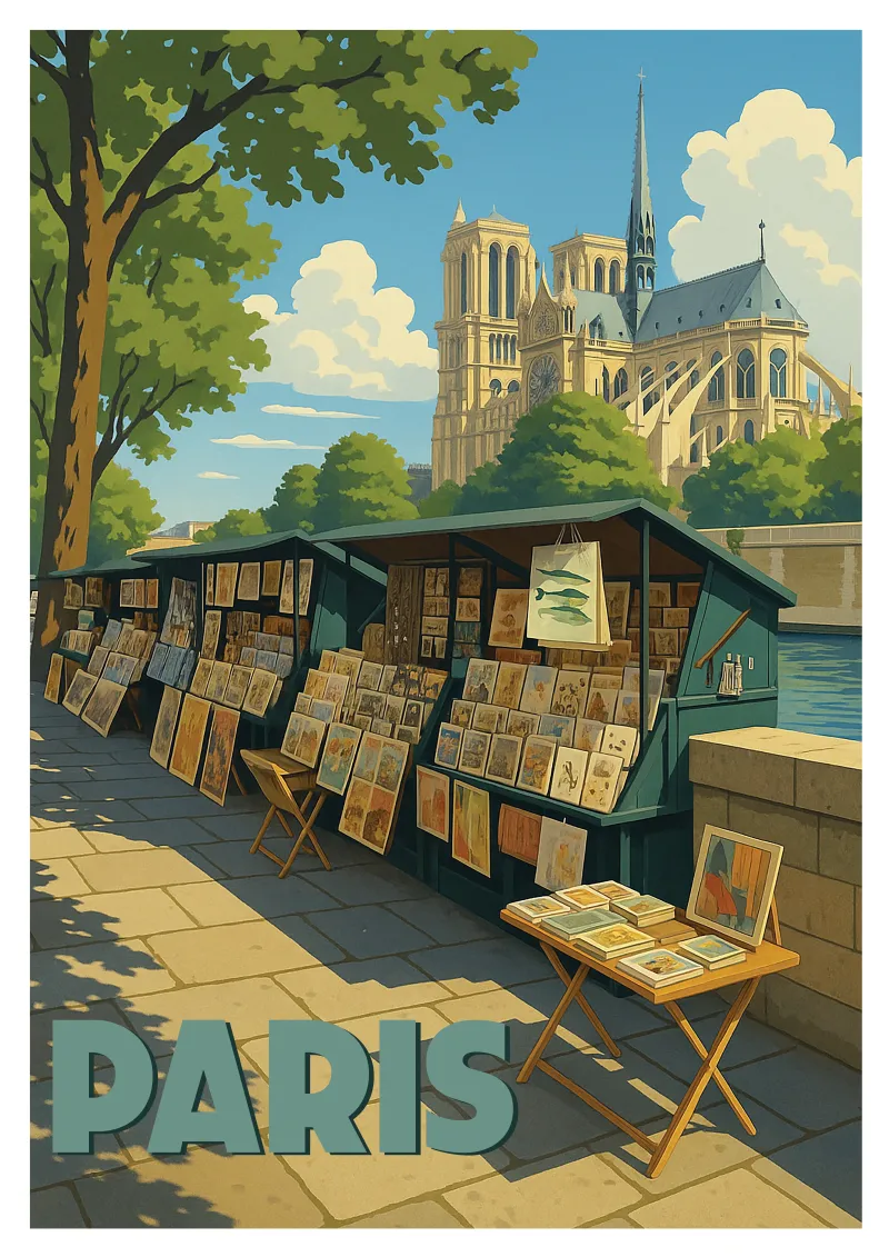 Affiche Paris - Bouquinistes et Notre-Dame