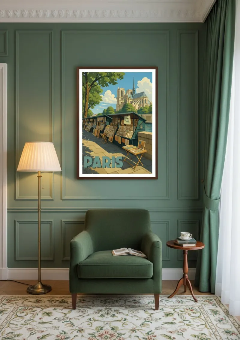 Affiche Paris - Bouquinistes et Notre-Dame (2)