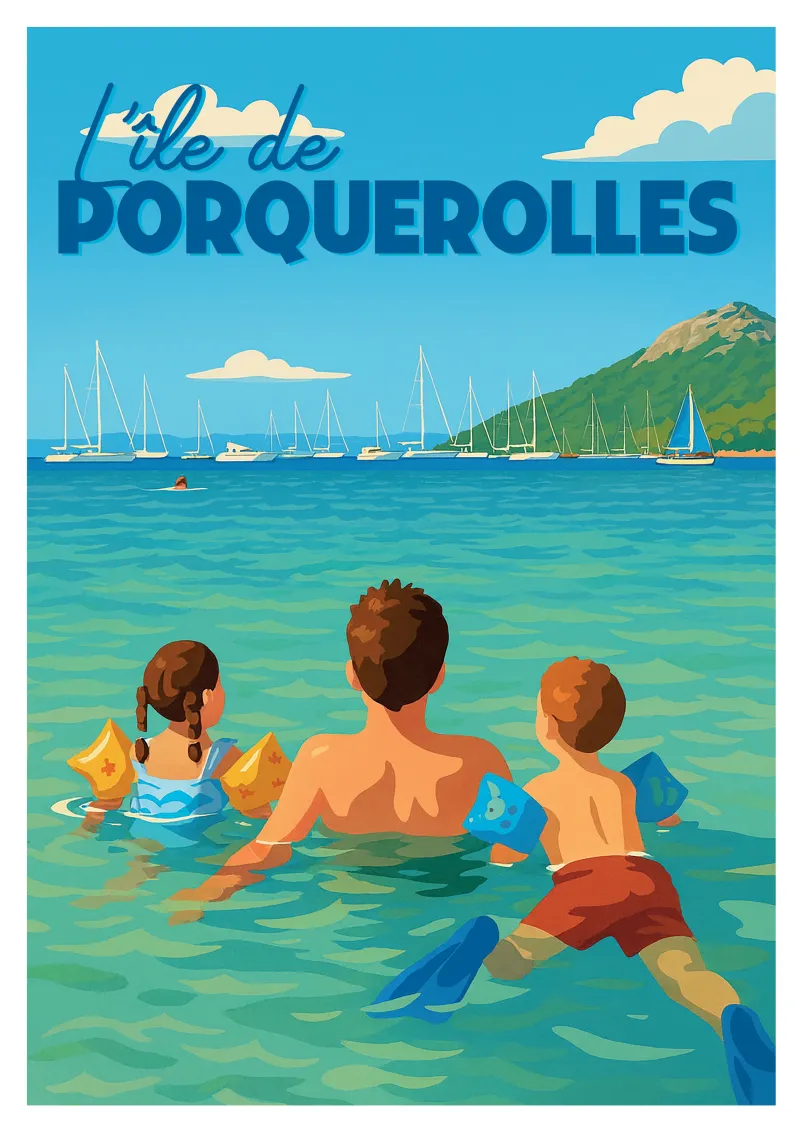 Porquerolles Poster - Swimming