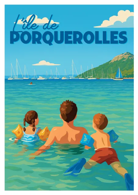 Porquerolles Poster - Swimming