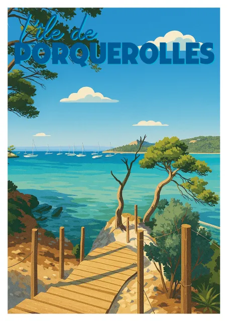 Affiche Porquerolles - Plage
