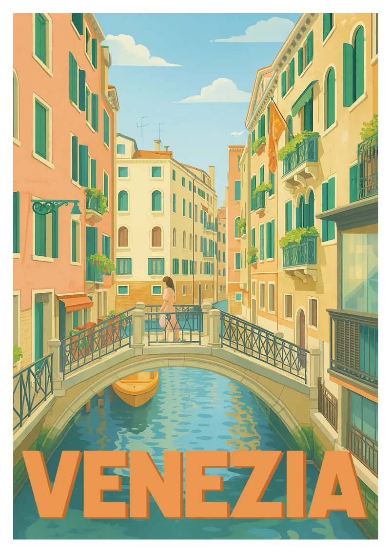 Venice Poster - Secret Bridge over the Canals