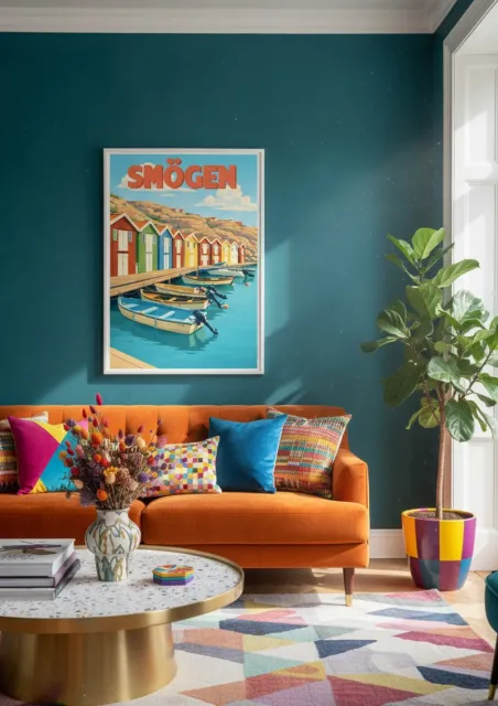 Affiche Smögen - Cabanes colorées sur la côte suédoise (2)