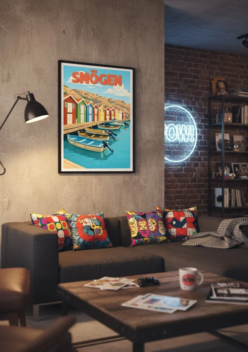 Affiche Smögen - Cabanes colorées sur la côte suédoise (3)