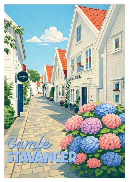 Affiche Stavanger - Le charme blanc de la vieille ville norvégienne