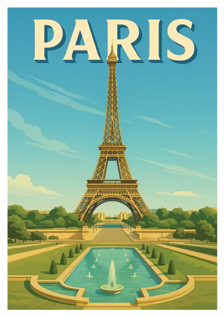 Paris Poster - Eiffel Tower at Daybreak