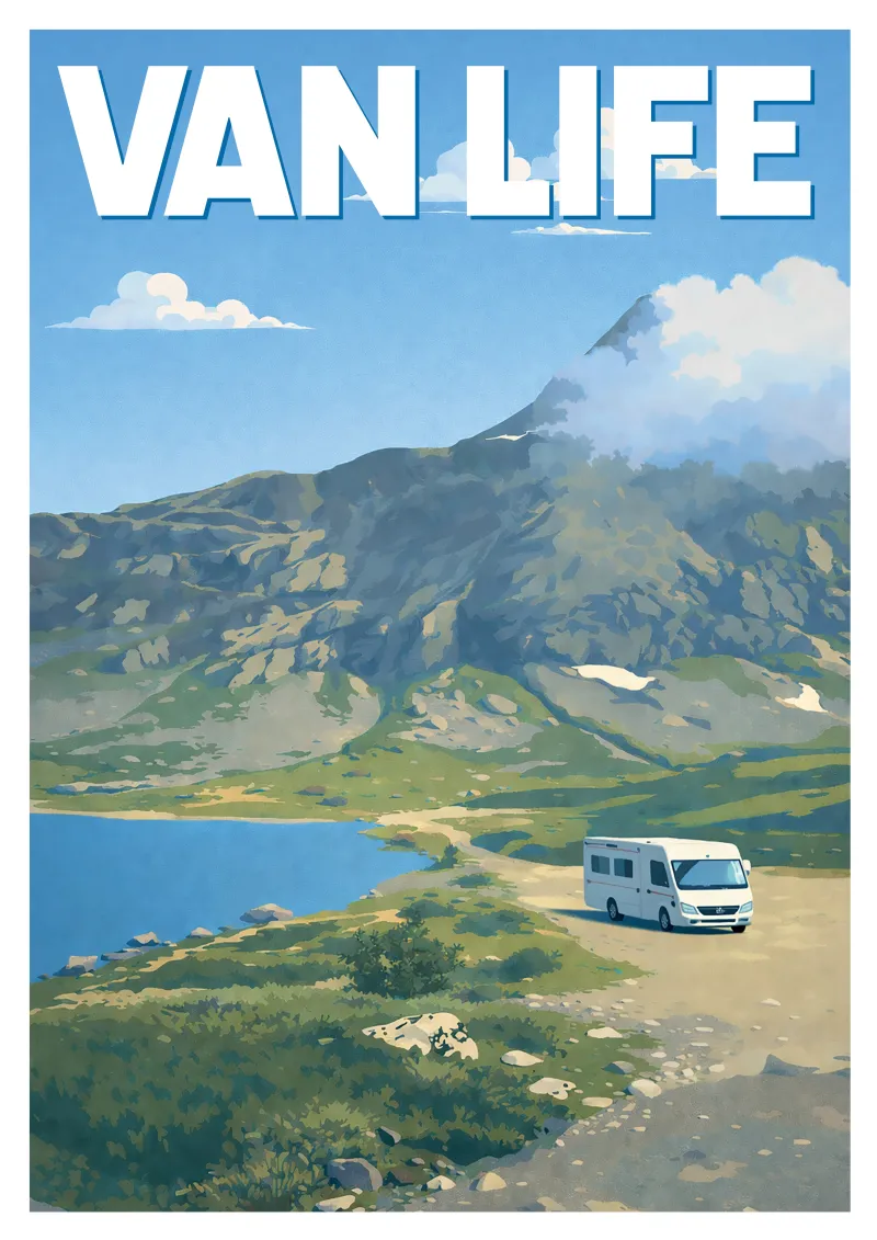 Affiche Van Life - Routes Sauvages de Norvège