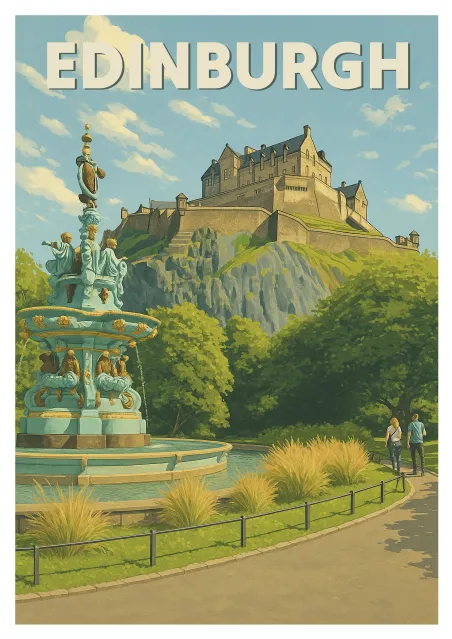 Affiche Edinburgh - Les jardins du château